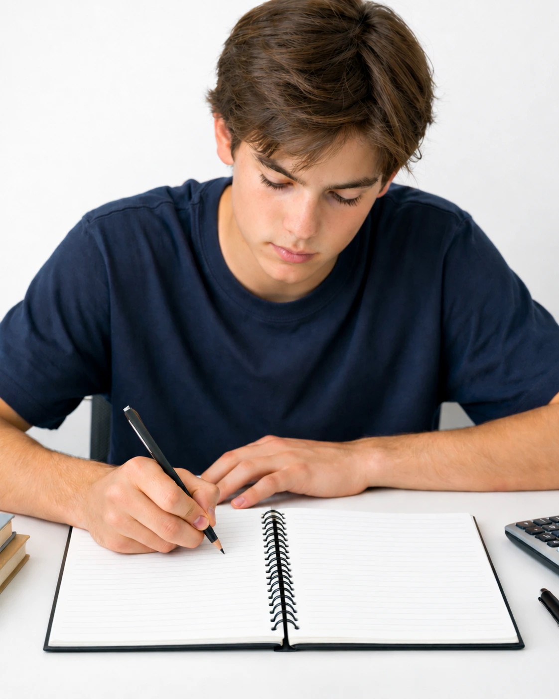 High school student receiving online math tutoring